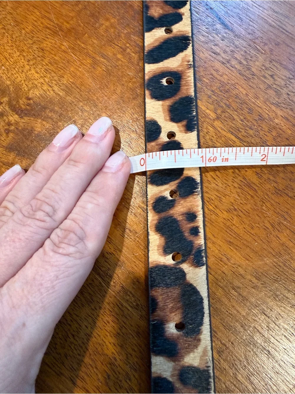 J.CREW Leopard Print Calf Hair Belt Size M-L NWT - Picture 5 of 6